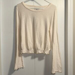 Madewell Texture and Thread Long Bell Sleeve Cotton Top. Size Small Cream EUC